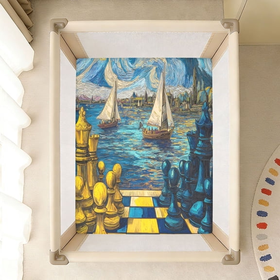 BZSMCE Soft Fitted Cotton Sheets In Chess Van Gogh Pattern 39*27/52*28in