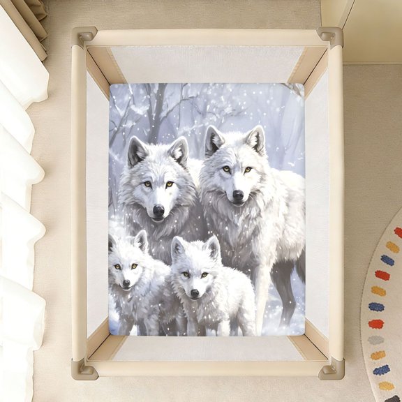 BZSMCE Soft Fitted Cotton Sheets In Four Wolves Pattern 39*27/52*28in