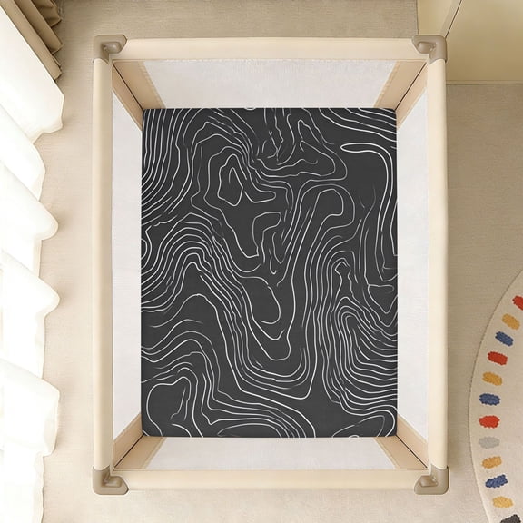 BZSMCE Soft Fitted Cotton Sheets In Line Art Topographic Map Pattern 39*27/52*28in Pattern 39*27/52*28in