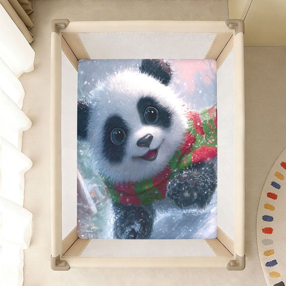 BZSMCE Soft Fitted Cotton Sheets In Panda Running Pattern 39*27/52*28in