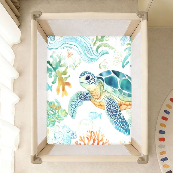 BZSMCE Soft Fitted Cotton Sheets In Sea Turtles Pattern 39*27/52*28in