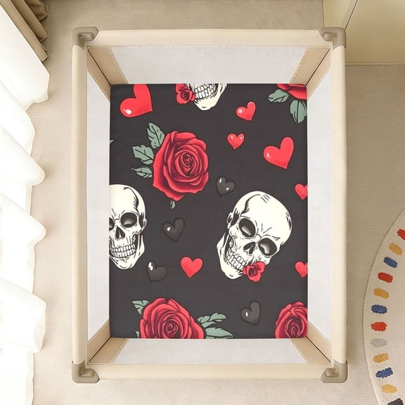BZSMCE Soft Fitted Cotton Sheets In Skull Rose Pattern 39*27/52*28in