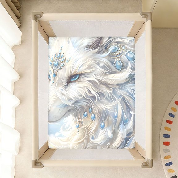 BZSMCE Soft Fitted Cotton Sheets In White Wolf Sapphire Hair Accessory Pattern 39*27/52*28in