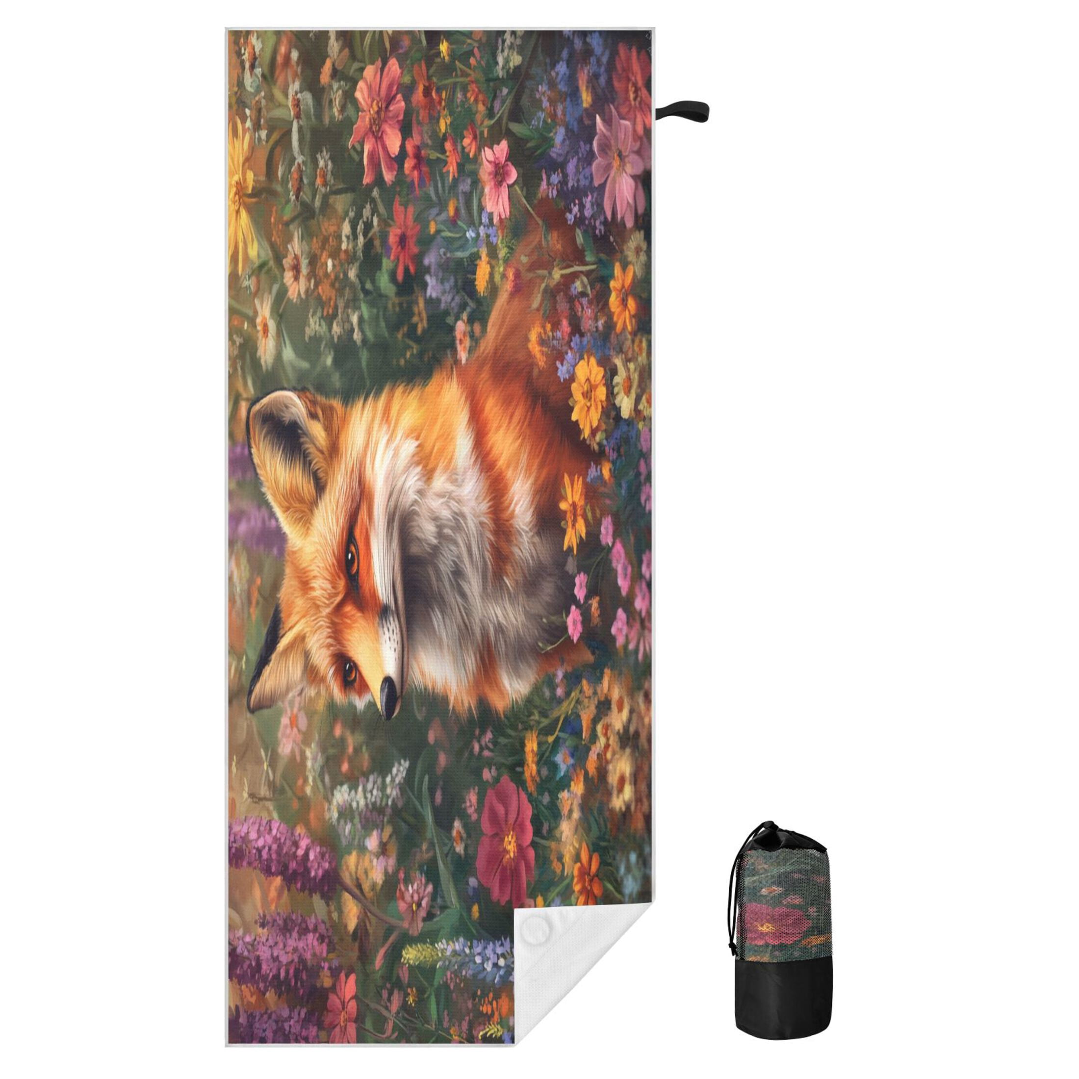 BZSMCE Soft Fox in Garden For Beach Towel with Wind-Resistant Magnetic ...