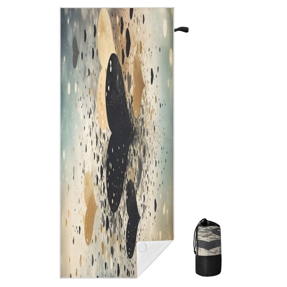 BZSMCE Soft Heart Splatter For Beach Towel with Wind-Resistant Magnetic Corners And Mesh Carry Bag