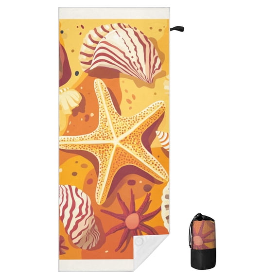 BZSMCE Soft Midjourney_ffyy4_seashells_starfish_and_sea_anemones_on_the_beach_in_an_or_102c4e76-2b28-4db6-9651-4 For Beach Towel with Wind-Resistant Magnetic Corners And Mesh Carry Bag