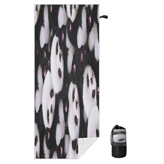 BZSMCE Soft Panda Love Bomb For Beach Towel with Wind-Resistant Magnetic Corners And Mesh Carry Bag