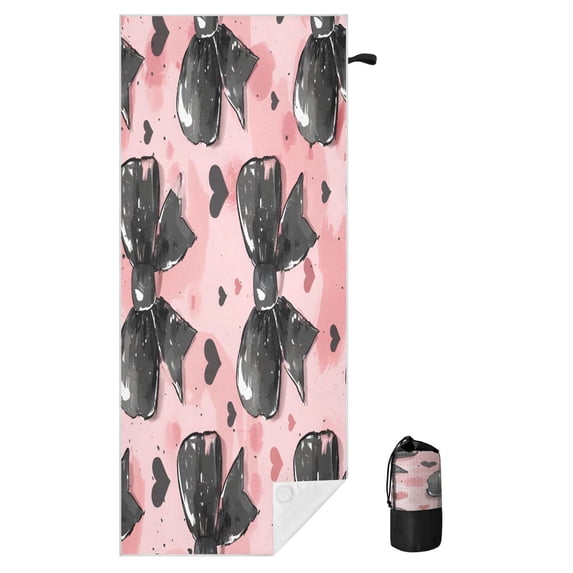 BZSMCE Soft Pattern Bow Black Pattern For Beach Towel with Wind ...