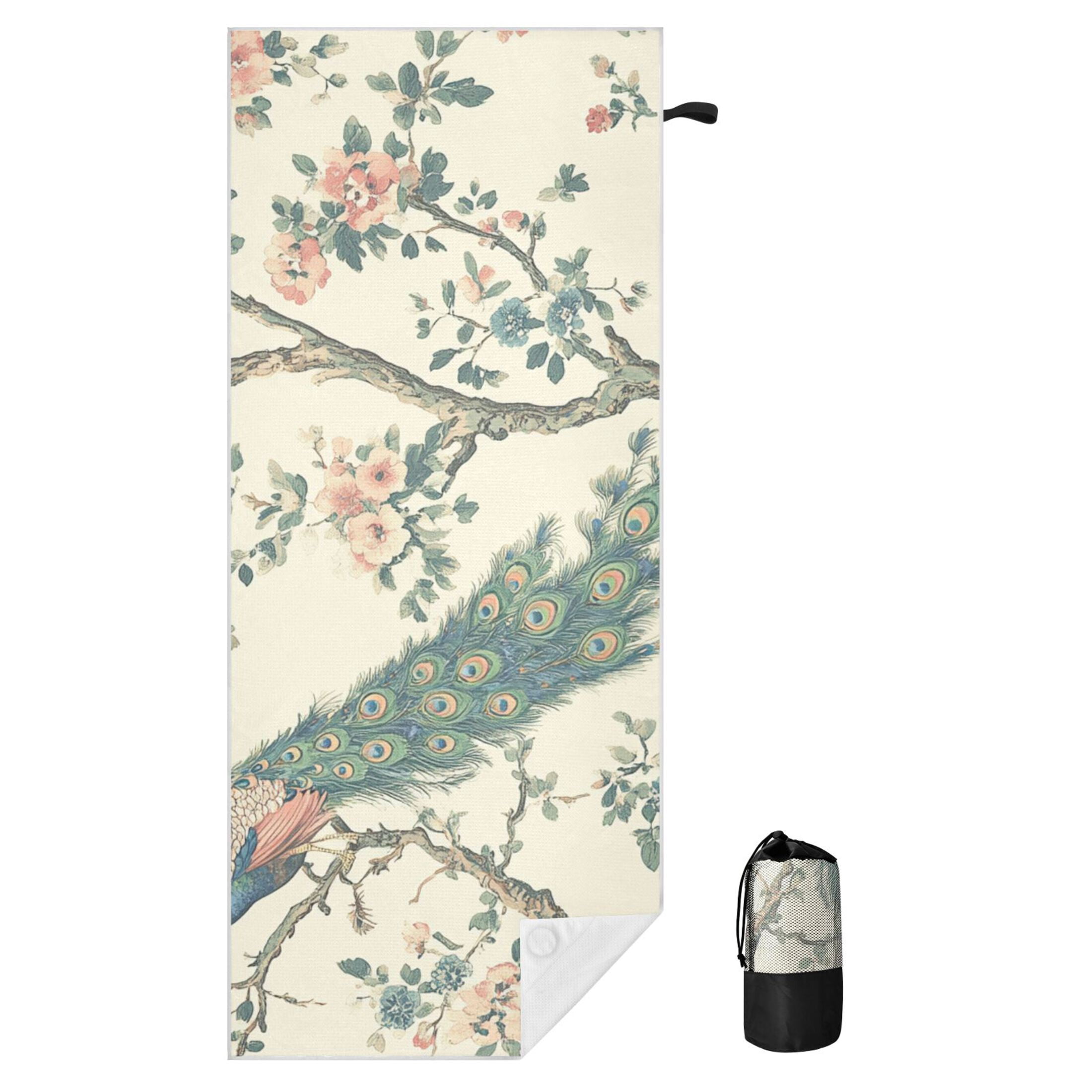 BZSMCE Soft Peacock Paradise For Beach Towel with Wind-Resistant ...