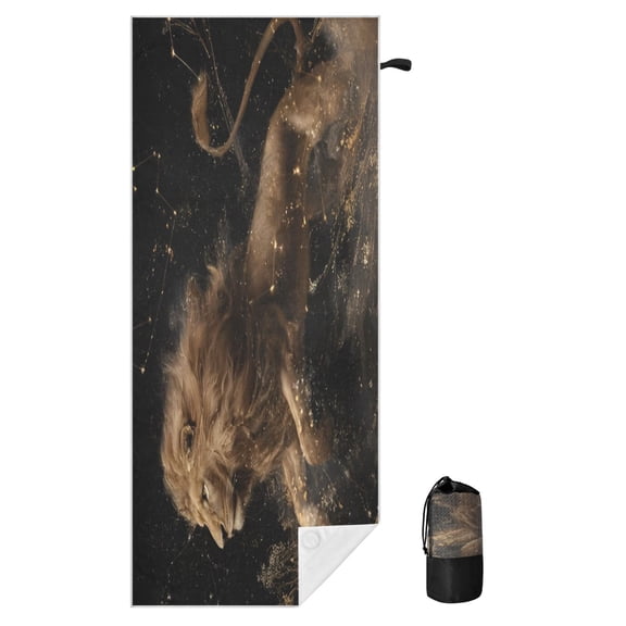 BZSMCE Soft Shadow Lion For Beach Towel with Wind-Resistant Magnetic Corners And Mesh Carry Bag