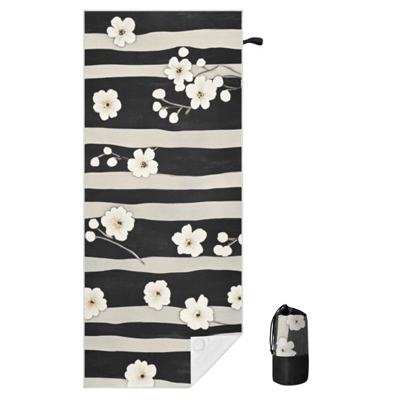 BZSMCE Soft Springtime Blossom Pattern For Beach Towel with Wind-Resistant Magnetic Corners And Mesh Carry Bag