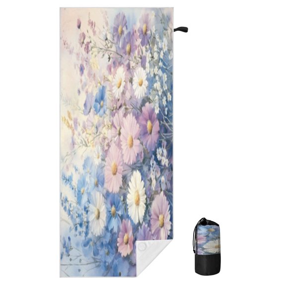 BZSMCE Soft Springtime Dream For Beach Towel with Wind-Resistant Magnetic Corners And Mesh Carry Bag