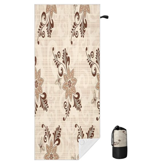 BZSMCE Soft Vine Scroll For Beach Towel with Wind-Resistant Magnetic Corners And Mesh Carry Bag