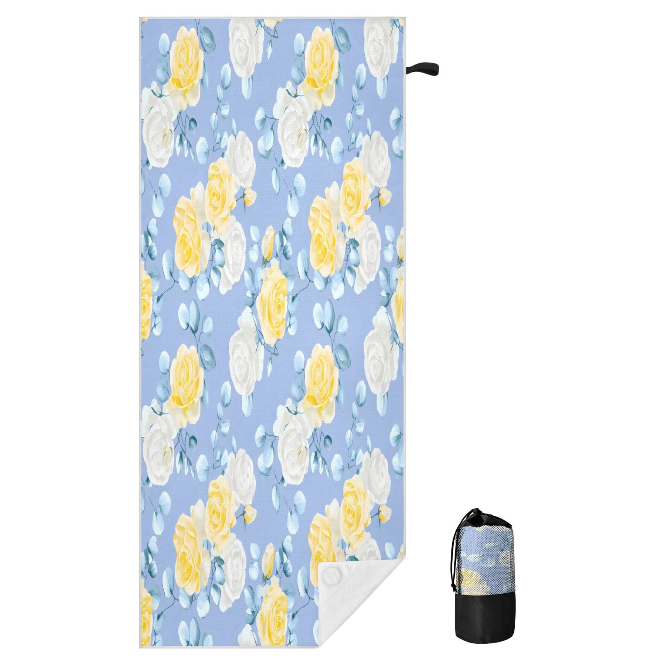 BZSMCE Soft Yellow Rose Pattern For Beach Towel with Wind-Resistant ...