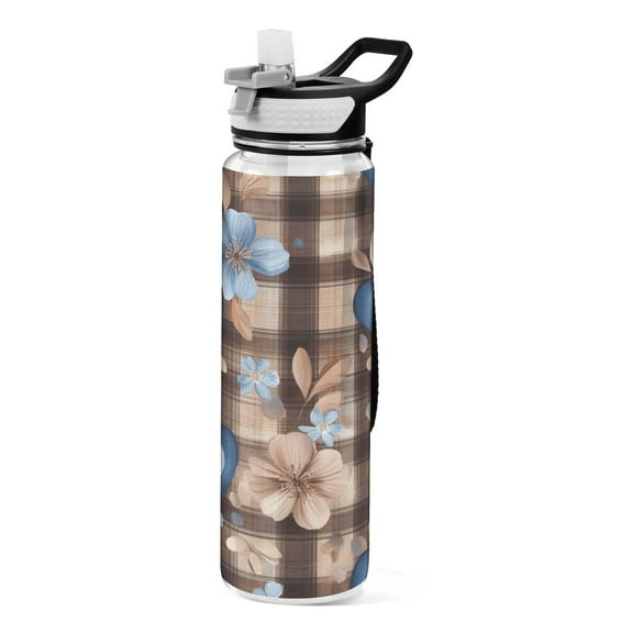 BZSMCE Sport Bottle Blue Heart Floral Harmony Outdoor sports Water Bottle Size: 10.4x3in