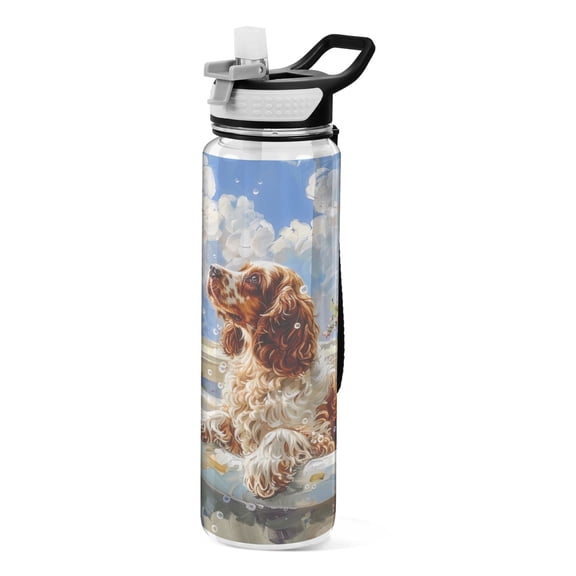BZSMCE Sport Bottle Bubble Bliss with A Cocker Outdoor sports Water Bottle Size: 10.4x3in