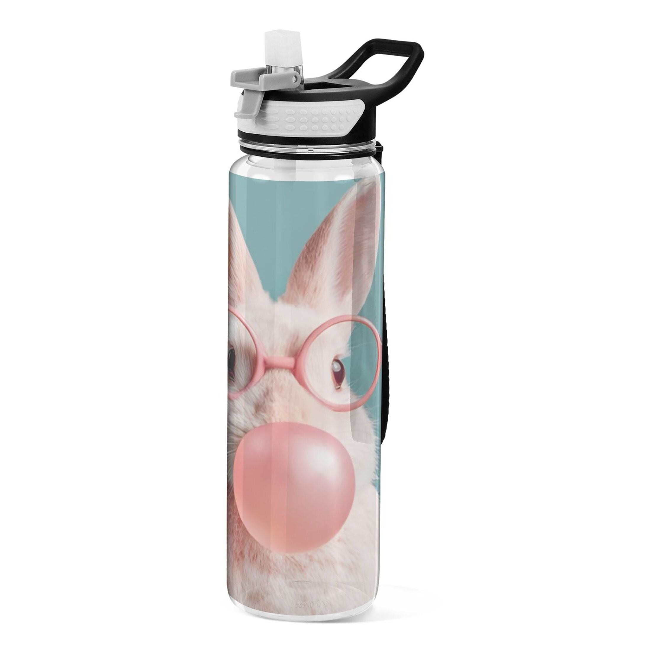 BZSMCE Sport Bottle Bubblegum Glasses Bunny Outdoor sports Water Bottle Size: 10.4x3in