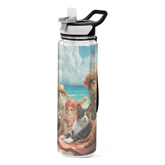 BZSMCE Sport Bottle Cats Beach Flowers Outdoor sports Water Bottle Size: 10.4x3in