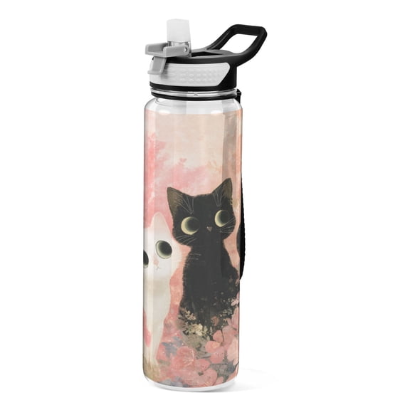 BZSMCE Sport Bottle Cherry Blossom Cat Outdoor sports Water Bottle Size: 10.4x3in