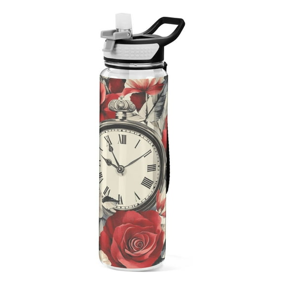 BZSMCE Sport Bottle Clockwork Roses Outdoor sports Water Bottle Size: 10.4x3in