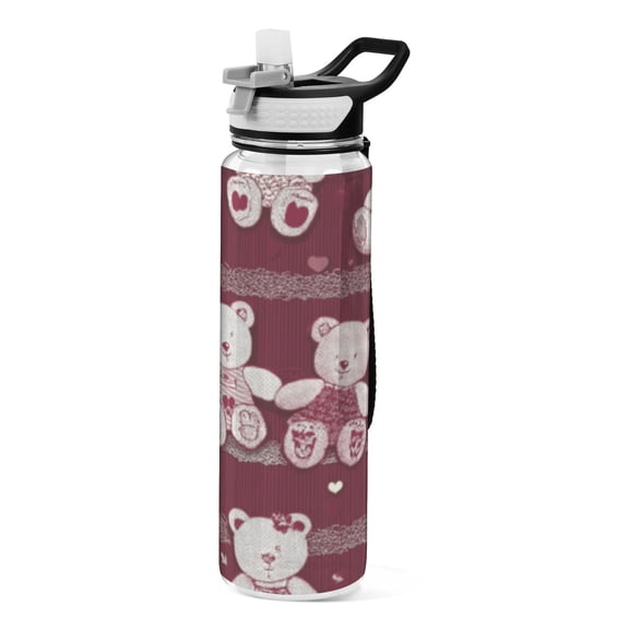BZSMCE Sport Bottle Crimson Teddy Bear Jubilee Outdoor sports Water Bottle Size: 10.4x3in