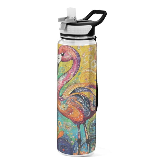 BZSMCE Sport Bottle Dancing Flamingo in Vibrant Bliss Outdoor sports Water Bottle Size: 10.4x3in