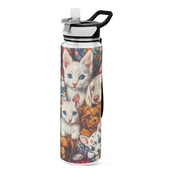 BZSMCE Sport Bottle Feline and Canine Friends Outdoor sports Water Bottle Size: 10.4x3in