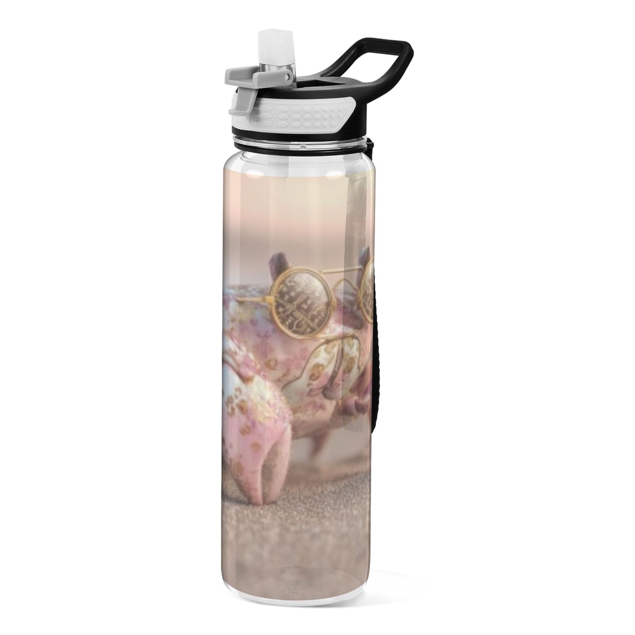 BZSMCE Sport Bottle Glass Pink Crab Outdoor sports Water Bottle Size: 10.4x3in