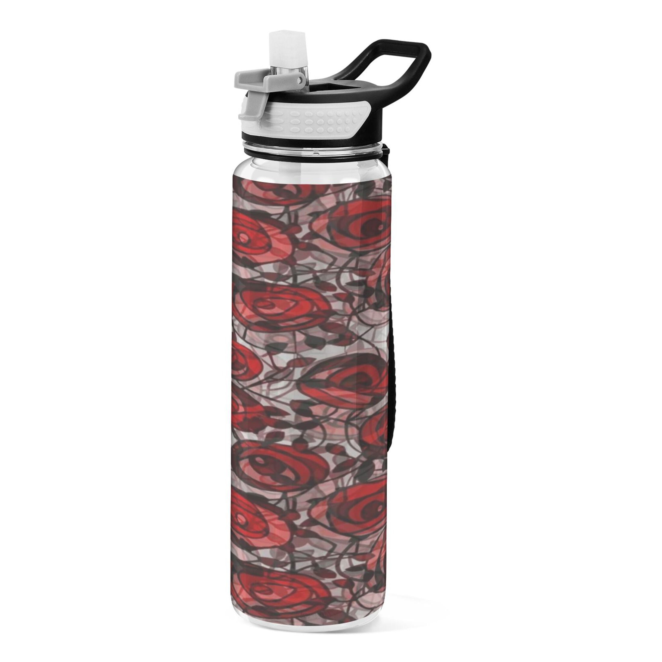 BZSMCE Sport Bottle Glass Rose Outdoor sports Water Bottle Size: 10.4x3in