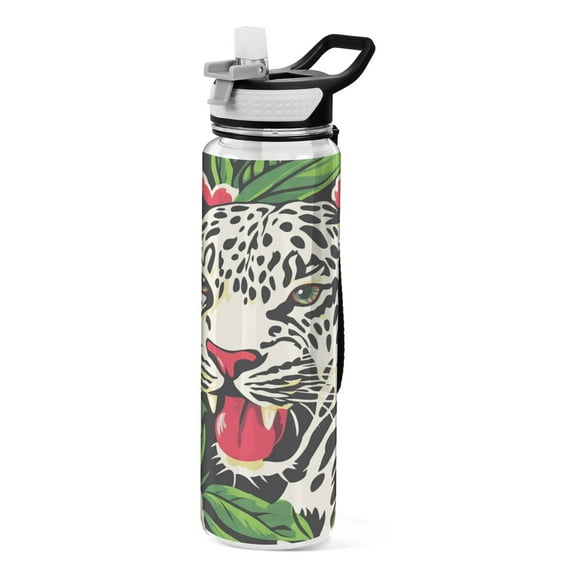 BZSMCE Sport Bottle Leopard Among Blooms Outdoor sports Water Bottle Size: 10.4x3in