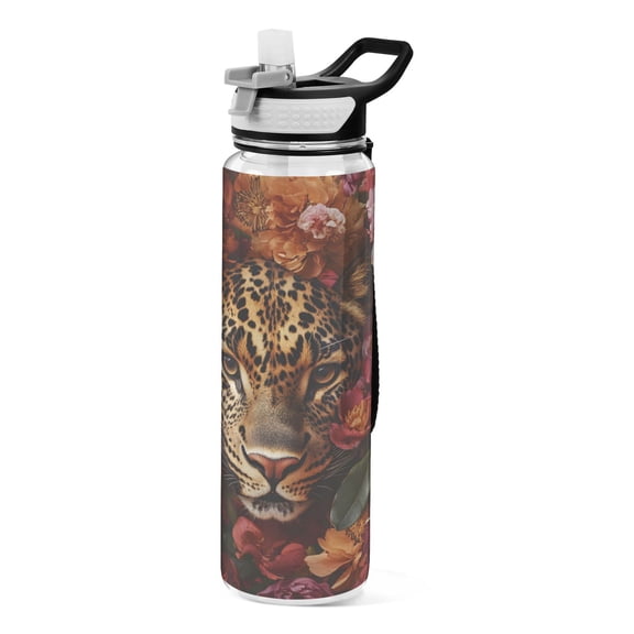 BZSMCE Sport Bottle Leopard in Bloom Outdoor sports Water Bottle Size: 10.4x3in