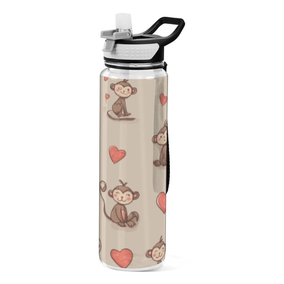 BZSMCE Sport Bottle Monkey Heart Playful Dance Outdoor sports Water Bottle Size: 10.4x3in