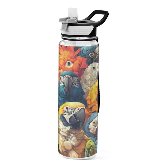 BZSMCE Sport Bottle Rainbow Of Parrots Outdoor sports Water Bottle Size: 10.4x3in