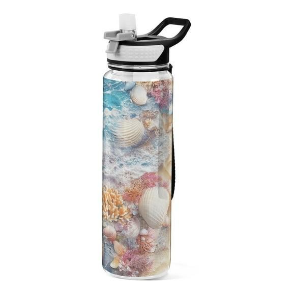 BZSMCE Sport Bottle Seashells Beach Art Outdoor sports Water Bottle Size: 10.4x3in