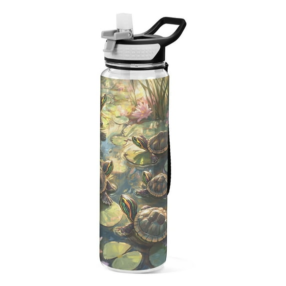 BZSMCE Sport Bottle Serene Turtle Oasis Outdoor sports Water Bottle Size: 10.4x3in