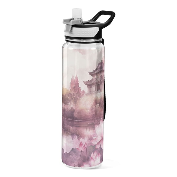 BZSMCE Sport Bottle Traditional Pavilion by Serene Lake Outdoor sports Water Bottle Size: 10.4x3in