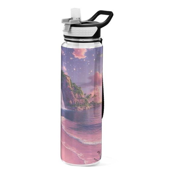 BZSMCE Sport Bottle Tropical Twilight Oasis Outdoor sports Water Bottle Size: 10.4x3in
