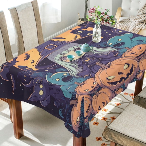 BZSMCE Square Tablecloth Anime Witch Pattern Tableclothes