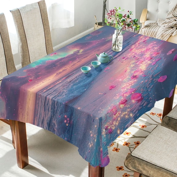 BZSMCE Square Tablecloth Aurora Bliss on The Shore Pattern Tableclothes