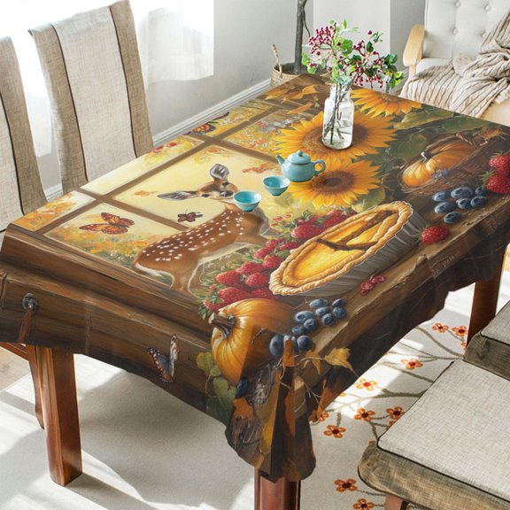 BZSMCE Square Tablecloth Autumn's Bounty Pattern Tableclothes