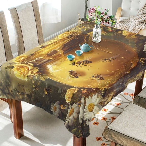 YAZAOO Square Tablecloth Bee Take Honey Pattern Tableclothes