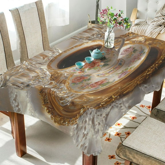 BZSMCE Square Tablecloth Black Coffe Painting Pattern Tableclothes