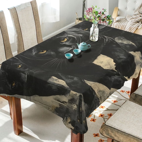BZSMCE Square Tablecloth Black Panthers Painting Pattern Tableclothes