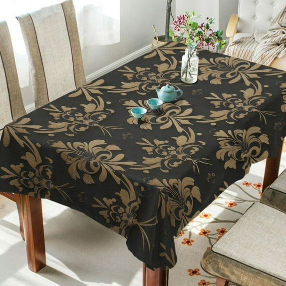 BZSMCE Square Tablecloth Black and Gold Pattern Pattern Tableclothes