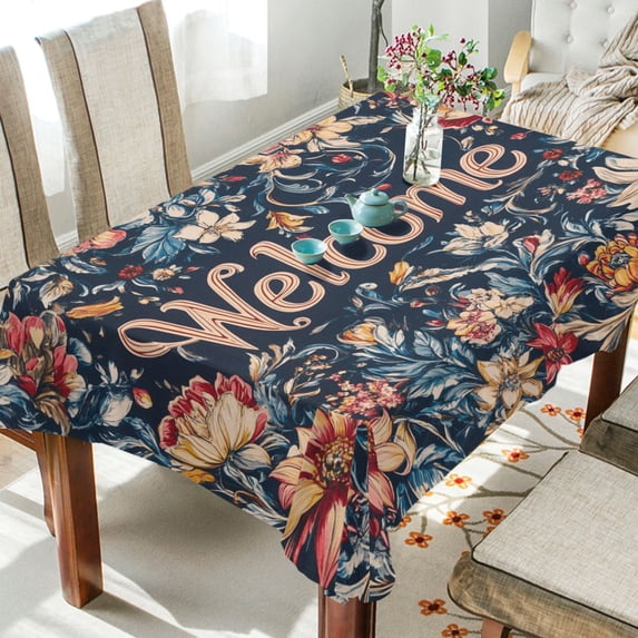 YAZAOO Square Tablecloth Bloom Elements Pattern Pattern Tableclothes