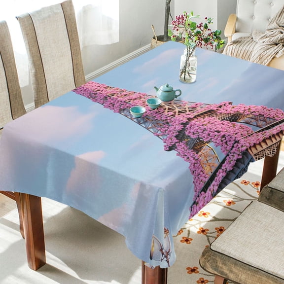 BZSMCE Square Tablecloth Blossoming Landmark Pattern Tableclothes