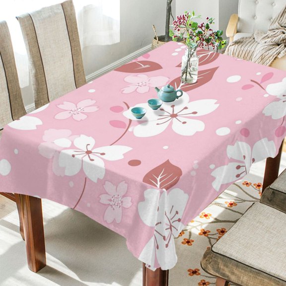 BZSMCE Square Tablecloth Blossoming Pink Petals Pattern Tableclothes