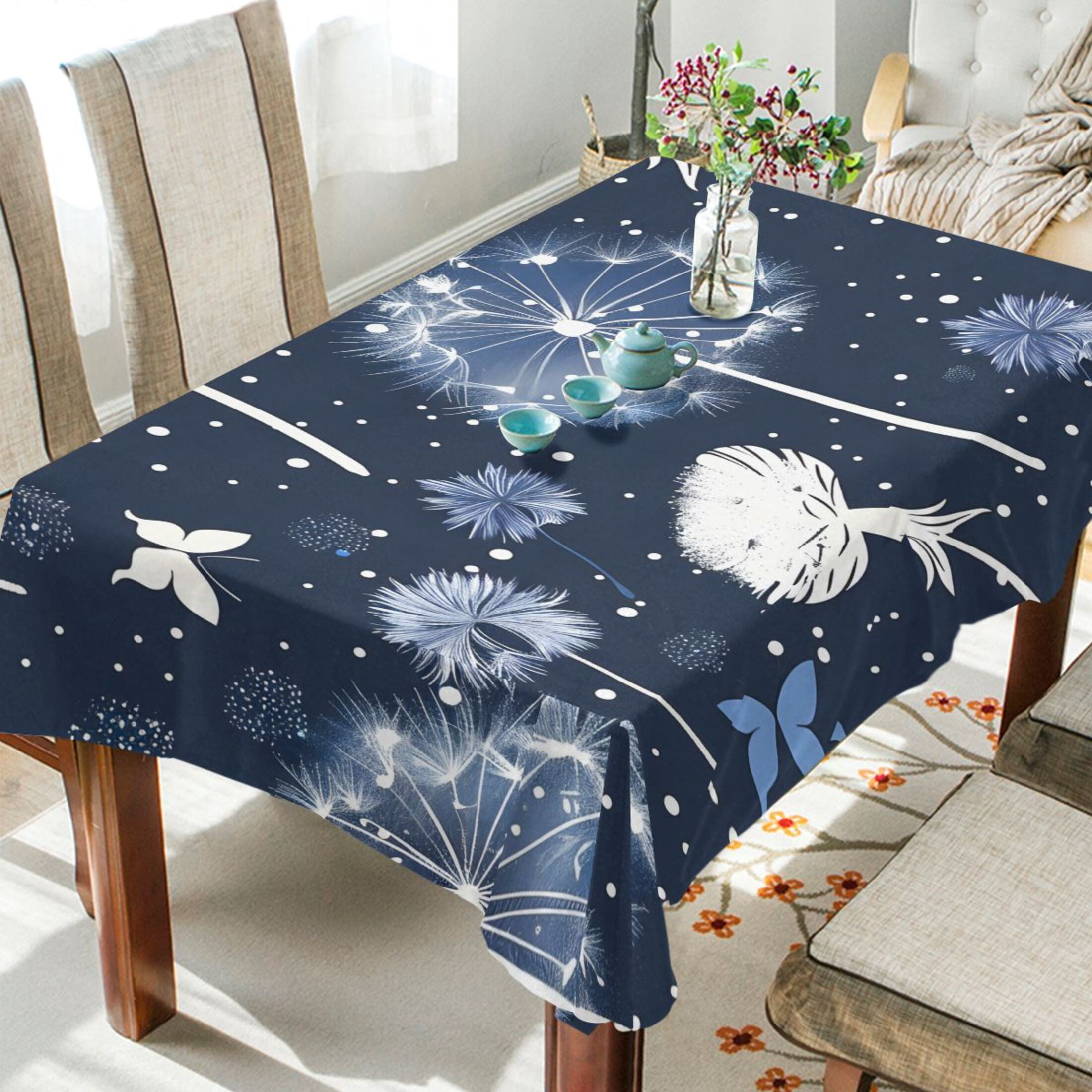 BZSMCE Square Tablecloth Blue Dandelion Pattern Tableclothes - Walmart.com