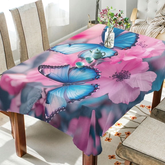 BZSMCE Square Tablecloth Blue Flutter Serenade Pattern Tableclothes
