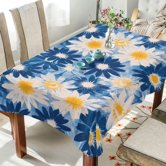 BZSMCE Square Tablecloth Blue Kitchen Daisy Pattern Pattern Tableclothes